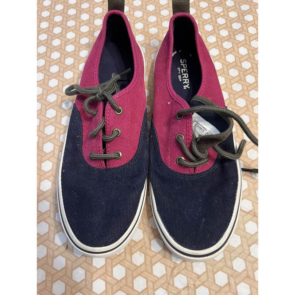 Sperry Women's Crest‎ CVO Corduroy navy/pink Sneakers STS85675 size 8